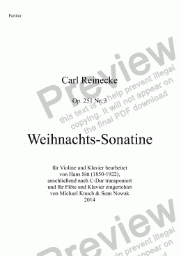 page one of Reinecke, Weihnachts-Sonatine nach op. 251 Nr. 3 (fl, kl) C-Dur