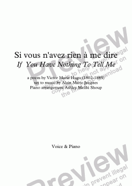 page one of Si Vous N’avez Rien à Me Dire (A. Jacques / Victor Hugo) - bilingual