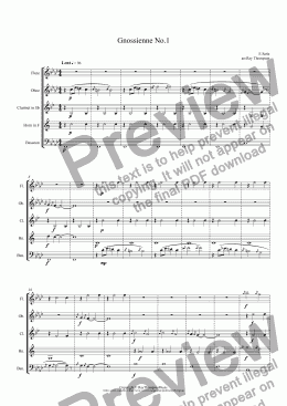 page one of Satie: Gnossienne No.1 (wind quintet)