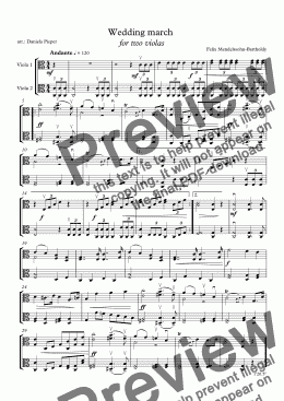 page one of Mendelssohn: Wedding march  for two violas