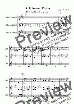 page one of 3 Halloween Pieces for Clarinet Trio