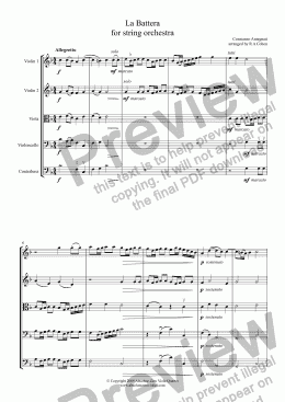 page one of Antegnati - La BATTERA - for string orchestra