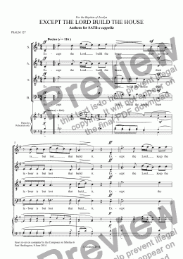 page one of ANTHEM - 'EXCEPT THE LORD BUILD THE HOUSE' Anthem for SATB a cappella 