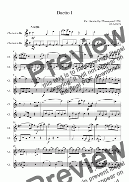 page one of Duetto I for 2 Clarinets
