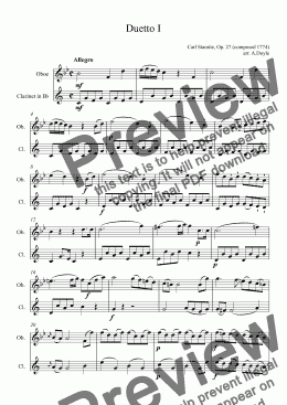 page one of Duetto I for Clarinet and Oboe