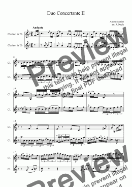 page one of Duo Concertante II for 2 Clarinets