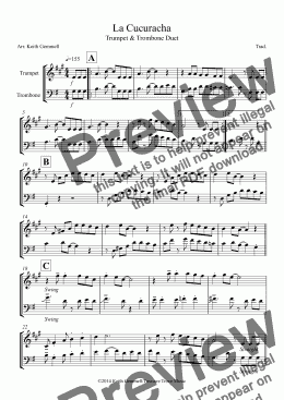 page one of La Cucuracha: Trumpet & Trombone Duet