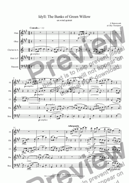 page one of Butterworth: The Banks of Green Willow (Idyll) (original key A major) (arr.wind quintet)