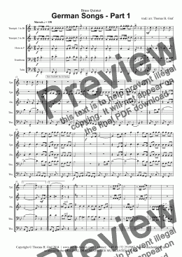 page one of German Songs - Part 1 - Brass Quintet
