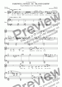 page one of *SONG CYCLE - FAREWELL SONGS - III - ’BLAND EARTH’ forMedium or Low Voice and Piano