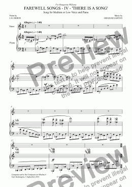 page one of *SONG CYCLE - FAREWELL SONGS - IV - ’THERE IS A SONG’ for Medium or Low Voice