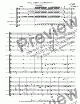 page one of Gounod: Marche Funèbre d’une Marionnette (Funeral March of a Marionette)(Hitchcock Theme) arr. clarinet quintet