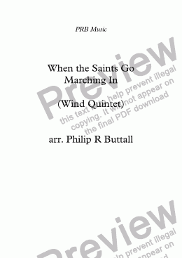 page one of When the Saints Go Marching In (Wind Quintet)