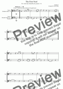 page one of The First Noel (for viola duet, suitable for grades 1-5)