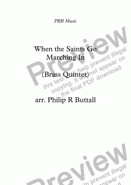 page one of When the Saints Go Marching In (Brass Quintet)