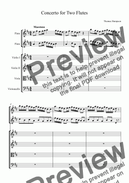 page one of Concerto for Two Flutes