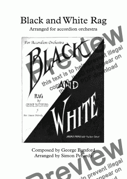 page one of Black and White Rag Arranged for accordion orchestra & bass