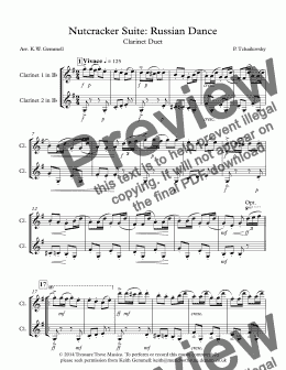 page one of Nutcracker Suite: Russian Dance - Clarinet Duet