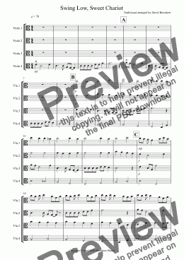 page one of Swing Low, Sweet Chariot for Viola Quartet