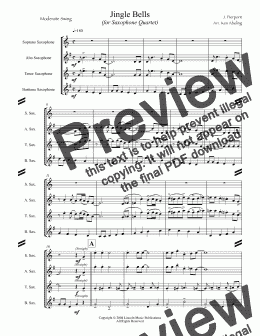 page one of Jazz Christmas - Jingle Bells (for Saxophone Quartet SATB or AATB)