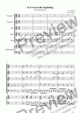page one of As it was in the beginning (Händel)
