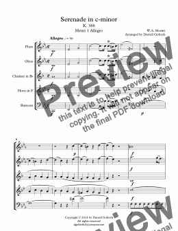 page one of Serenade in c-minor K. 388 Mvmt 1 Allegro