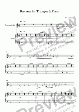 page one of "Berceuse" for Trumpet & Piano