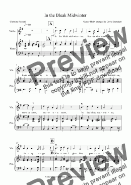 page one of In the Bleak Midwinter for Violin and Piano