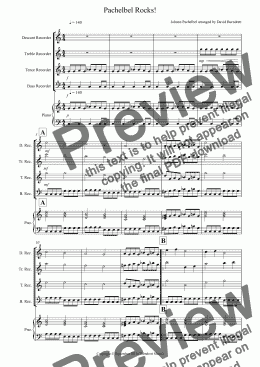 page one of Pachelbel Rocks! for Recorder Quartet