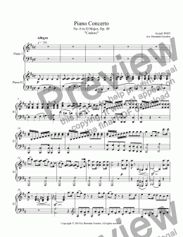 page one of Piano Concerto No. 6 in D by Joseph Wölfl, "Cuckoo", 2-piano score