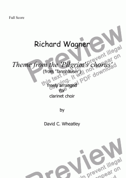 page one of Wagner - Pilgrim’s Chorus for clarinet choir