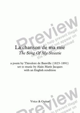 page one of La chanson de ma mie (A. Jacques / Banville) - bilingual
