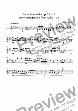 page one of Preludium A-dur op. 28 nr 7  (for young people from Asia)    ;-)