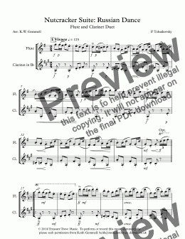 page one of Nutcracker Suite: Russian Dance: Flute & Clarinet Duet