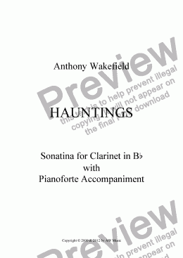 page one of Sonatina - Hauntings (Clarinet/Pianoforte)