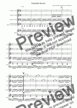 page one of Pachelbel Rocks! for Clarinet Quartet