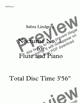 page one of Nocturne No. 1 for Flute and Piano