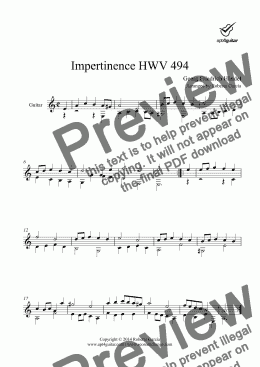 page one of Impertinence HWV 494 for solo guitar
