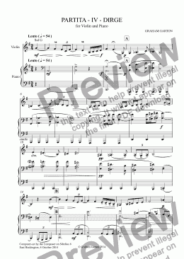 page one of INSTRUMENTAL - PARTITA for VIOLIN and PIAN0 in Six Movements -  No.4 DIRGE