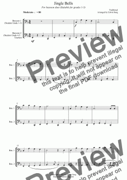 page one of Jingle Bells (for bassoon duet, suitable for grades 1-5)