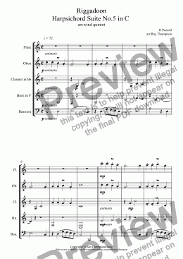 page one of Purcell: Riggadoon (Rigadoon) (Harpsichord Suite No.5 in C) arr.wind quintet