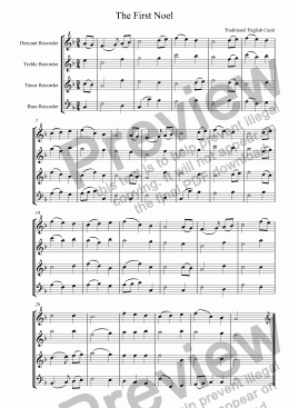 page one of 20 Christmas Carols for Recorder Quartet