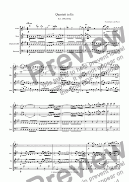 page one of Mozart Quartet KV 160