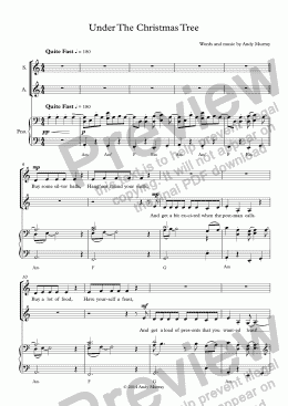 page one of Under The Christmas Tree (SA + piano)