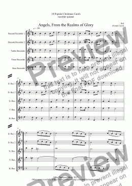 page one of 10 Popular Christmas Carols for recorder quintet