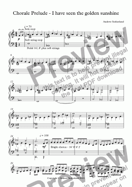 page one of Chorale Prelude - I have seen the golden sunshine