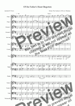 page one of Of the Father’s Heart Begotten - Orchestral Arrangement & Descant (Christmas Carol)