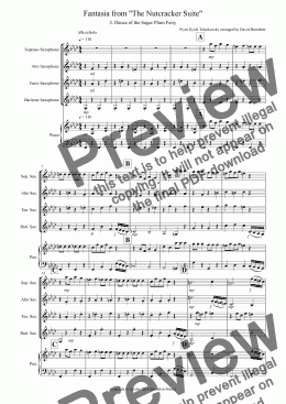 page one of Dance of the Sugar Plum Fairy (Fantasia from Nutcracker) for Saxophone Quartet