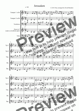 page one of Jerusalem for Brass Quartet