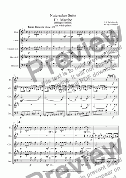 page one of Tchaikovsky: Casse-Noisette: Nutcracker Suite: Movt. IIa. Marche (March) (abridged version) arr.wind quintet